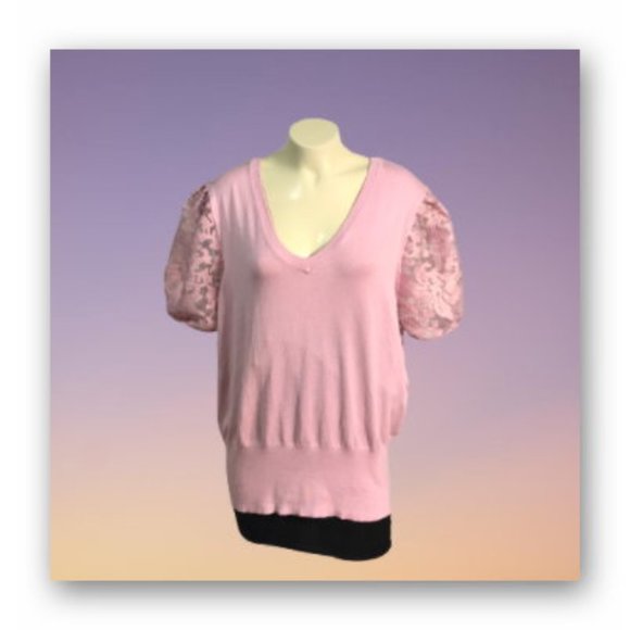 NWT Joseph A. Fine knit sweater lace sleeves soft - Picture 1 of 11